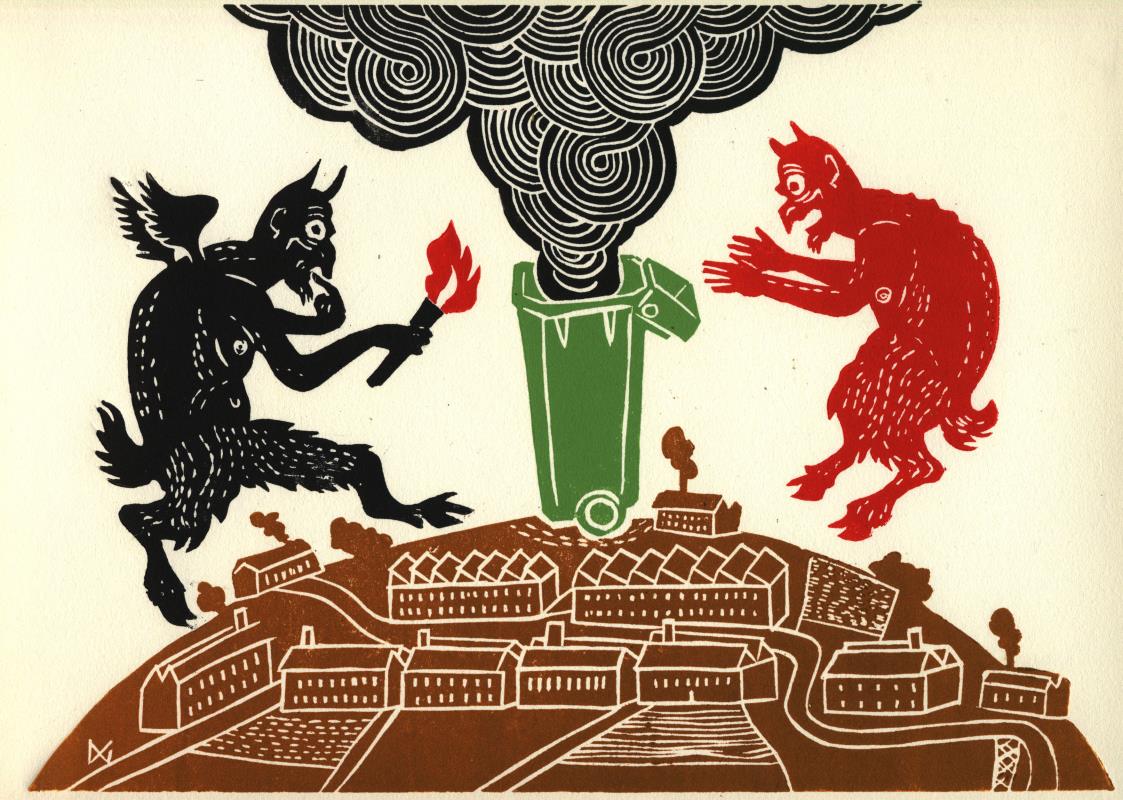 'Two Devils Setting Light To Tina's Wheelie Bin. She'll Be Livid'